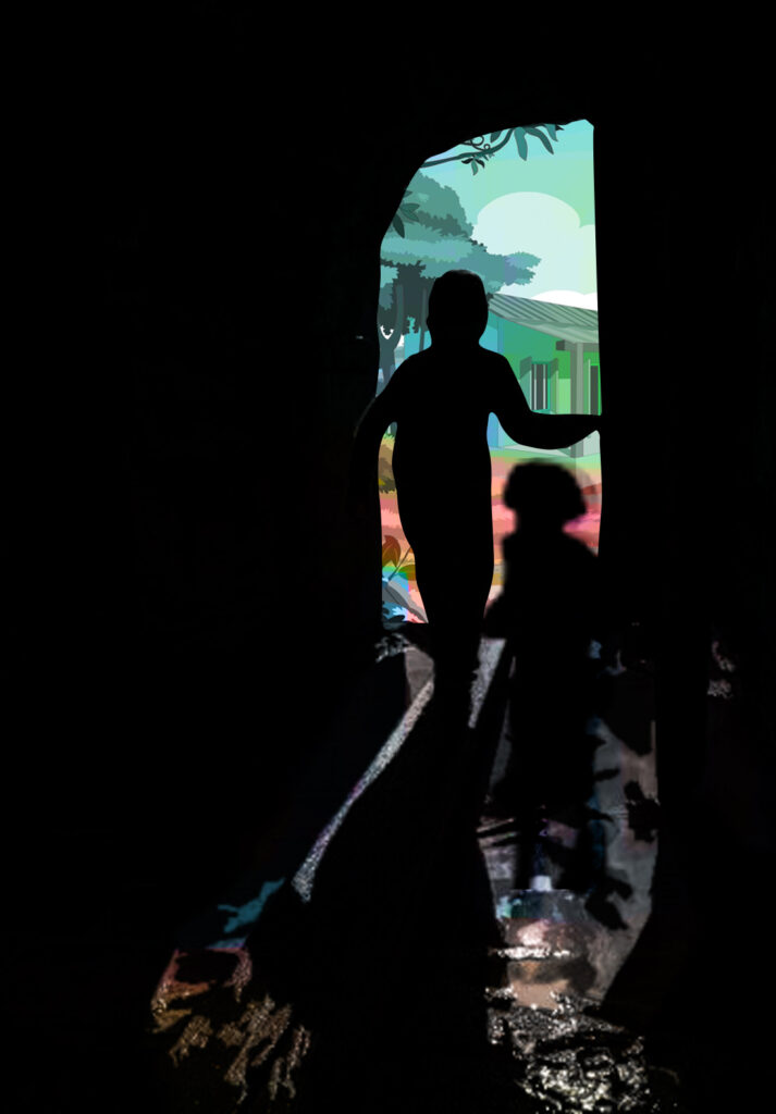 Children flee