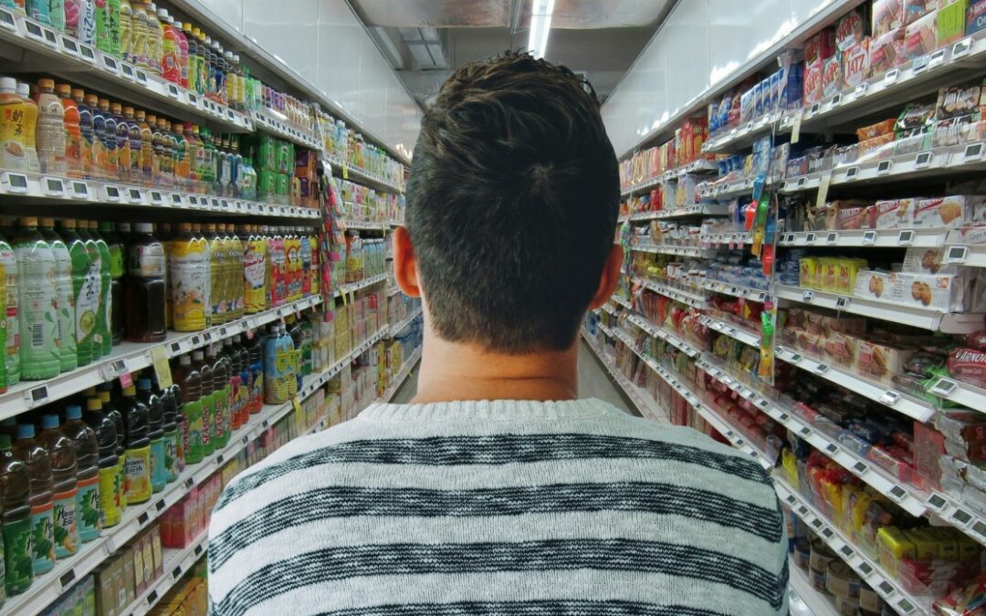 Grocery shopping in a supermarket